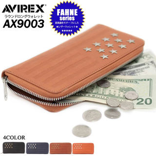 AVIREX - ラウンドファスナー 財布 AVIREX 本革 アヴィレックス AX9003