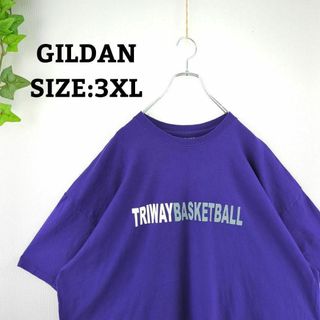 Tシャツ US古着 3XL オーバーサイズ シンプル パーパル 紫 半袖(Tシャツ/カットソー(半袖/袖なし))