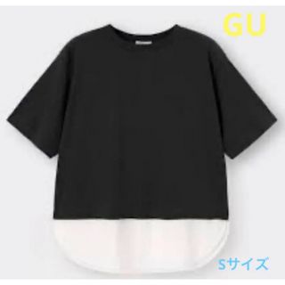 ジーユー(GU)のGU シャツテールコンビネーションチュニックＴ　Sサイズ(Tシャツ(半袖/袖なし))