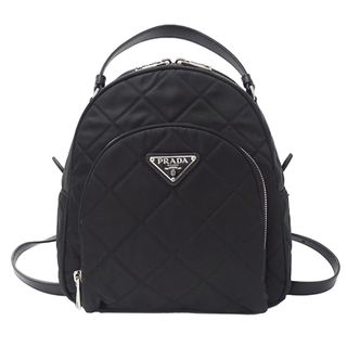 PRADA - プラダ PRADA バッグ レディース ブランド リュック ナイロン ブラック 1BZ066 キルティング おしゃれ 可愛い シルバー金具 黒 おでかけ 【中古】