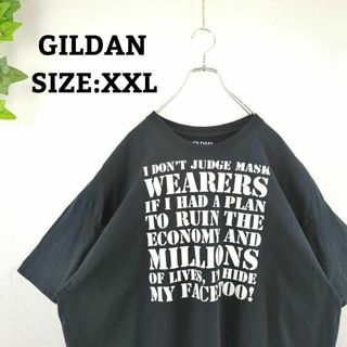 Tシャツ US古着 2XL オーバーサイズ ビッグプリント ブラック 半袖(Tシャツ/カットソー(半袖/袖なし))