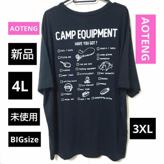 新品 4L AOTENG 半袖 Tシャツ 大きいサイズ トップス 未使用 黒(Tシャツ/カットソー(半袖/袖なし))