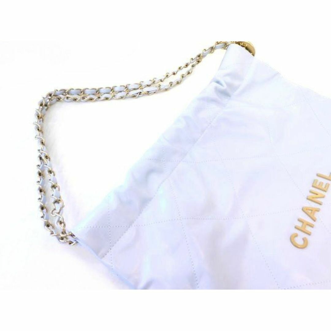 CHANEL(シャネル)の美品 シャネル ■ シャネル22 スモールトートバッグ AS3260 カーフ レディース ショルダーバッグ 薄めブルー系 □ CHANEL 6D ニマニ100 レディースのバッグ(ショルダーバッグ)の商品写真