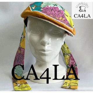 カシラ(CA4LA)の【新品】CA4LA カシラ 日本製 綿麻 美しい和風お花柄ハンチングベレーリボン(ハンチング/ベレー帽)
