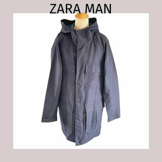 222 ZARA MAN フードコート　ライナー付き　ネイビー系　S アウター(その他)