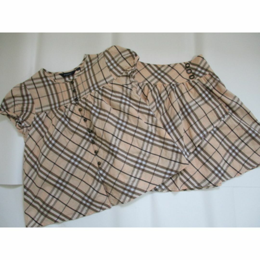 BURBERRY - 子供服 バーバリー 麻混トップス＆スカート 140A 三陽商会 美品 春夏
