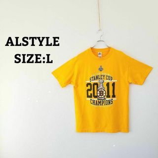 ALSTYLE 大判 プリント Tシャツ イエロー 黄色 L オーバーサイズ 夏(Tシャツ/カットソー(半袖/袖なし))