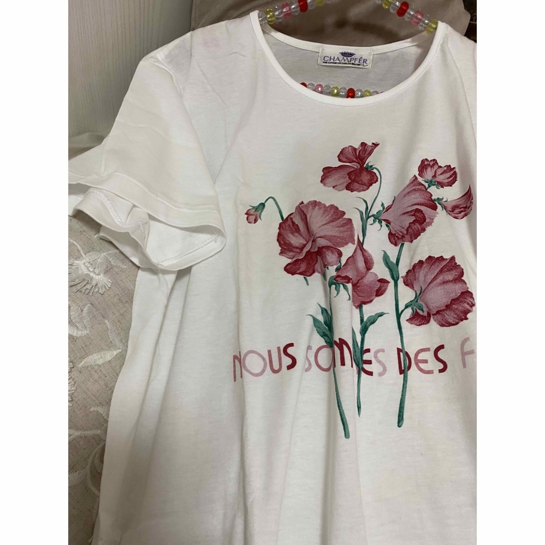 新品　半袖　Tシャツ　花柄　ボタニカル　カットソー　ブラウス　カジュアル　L レディースのトップス(Tシャツ(半袖/袖なし))の商品写真
