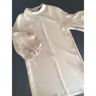 ZARA basic ザラベーシック フレアスリーブワンピース　ピンクベージュ