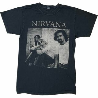 ミュージックティー(MUSIC TEE)のNIRVANA バンド半袖Tシャツ ロック フォト バンT ロックT be2(Tシャツ/カットソー(半袖/袖なし))