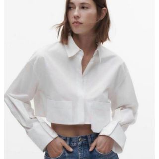 ザラ(ZARA)のZARA クロップドポプリンシャツ(シャツ/ブラウス(長袖/七分))