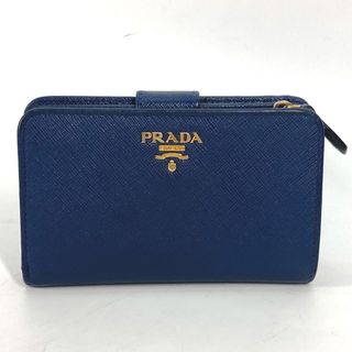 プラダ(PRADA)のプラダ PRADA ロゴ 1ML225 コンパクトウォレット 2つ折り財布 サフィアーノレザー ブルー(財布)