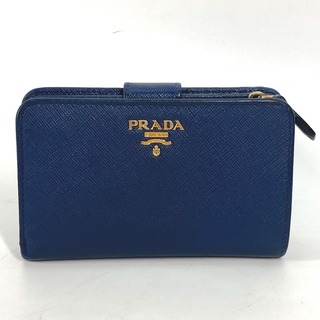 プラダ(PRADA)のプラダ PRADA ロゴ 1ML225 コンパクトウォレット 2つ折り財布 サフィアーノレザー ブルー(財布)