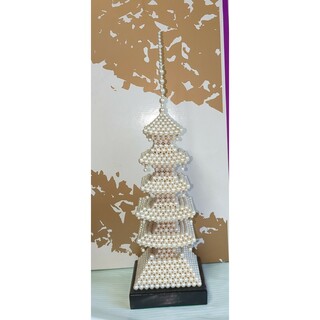 真珠 (フェイクパール) 五重塔  オブジェ 置物 骨董 パール インテリア(彫刻/オブジェ)