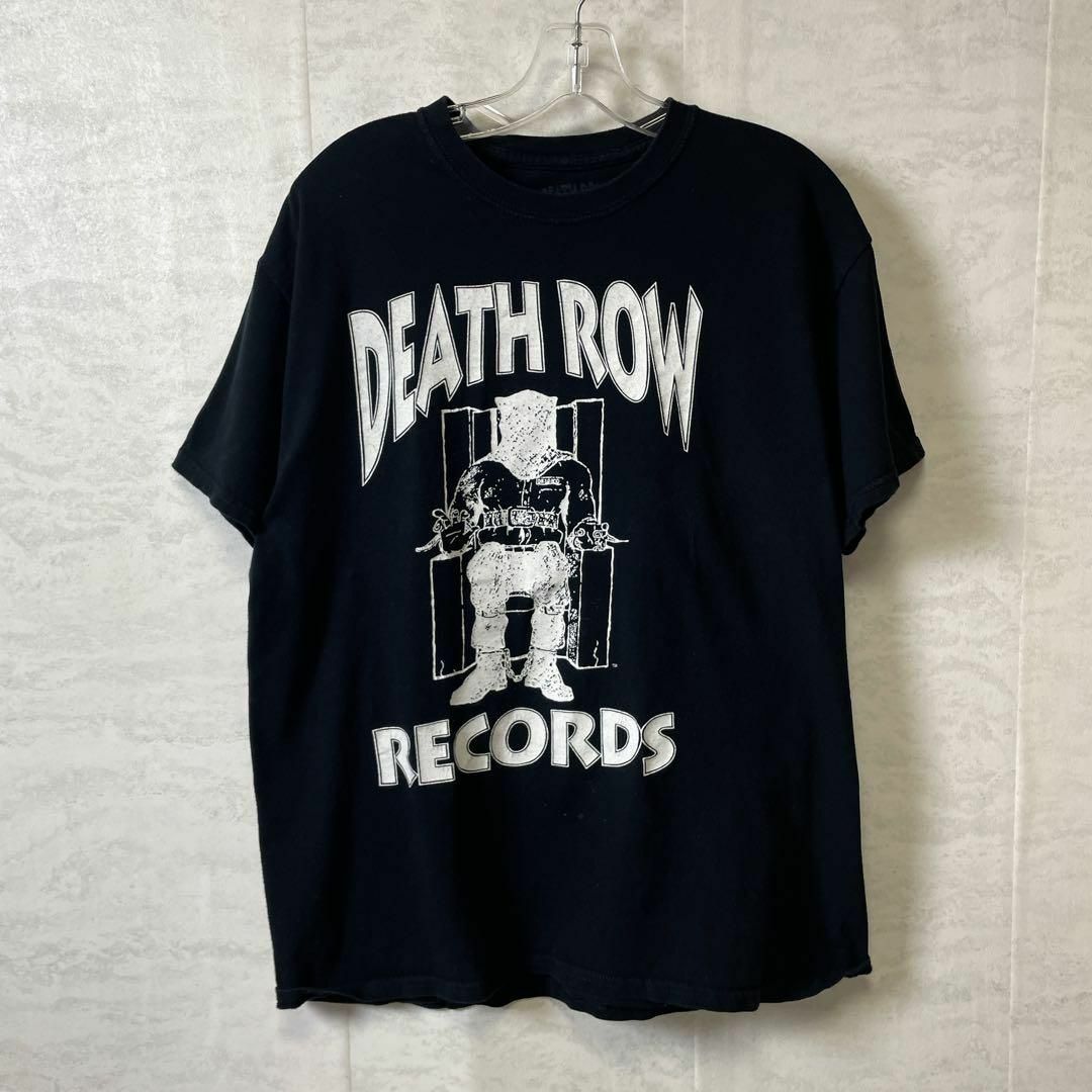 MUSIC TEE(ミュージックティー)のデスローレコード　半袖Ｔシャツ　オーバーサイズＬ　黒ブラック　メンズ　古着 メンズのトップス(Tシャツ/カットソー(半袖/袖なし))の商品写真