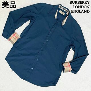 バーバリー(BURBERRY)の【美品✨】☆バーバリーロンドン☆長袖シャツ☆ノバチェック☆Sサイズ☆ネイビー(シャツ)