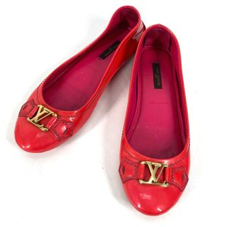 ルイヴィトン(LOUIS VUITTON)のルイヴィトン LOUIS VUITTON LVロゴ ドライビングシューズ 靴 ペタンコ バレエシューズ フラットシューズ パンプス パテントレザー ピンク(ハイヒール/パンプス)