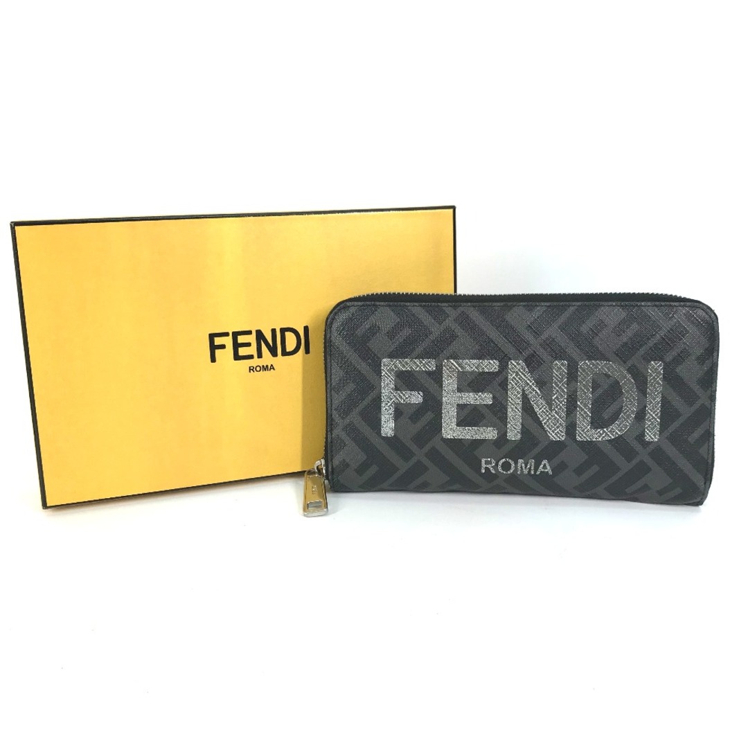 FENDI(フェンディ)のフェンディ FENDI ロゴ ズッカ 7M0342 ロングウォレット  ラウンドファスナー 長財布 PVC ブラック メンズのファッション小物(長財布)の商品写真