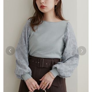 ナチュラルクチュール(natural couture)の【natural couture】2022AW/袖レース前後2WAYニット(カットソー(長袖/七分))