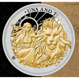2023年セントへレナ　ウナとライオン　純銀　1オンス　金メッキプルーフ銀貨(貨幣)