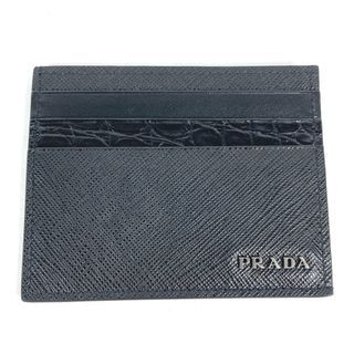 プラダ(PRADA)のプラダ PRADA ロゴ  2MC223 名刺入れ パスケース カードケース サフィアーノレザー ブラック 美品(名刺入れ/定期入れ)