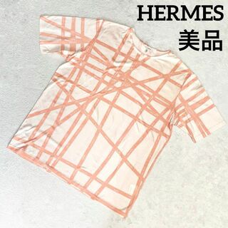 Hermes - 【美品✨】☆エルメス☆Tシャツ☆リボン柄☆XLサイズ☆コットン☆ベージュ☆
