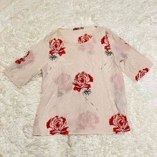 エムエスジイエム(MSGM)の美品　エムエスジイエム　カットワーク　花柄　フラワー　シルク　ブラウス(シャツ/ブラウス(半袖/袖なし))