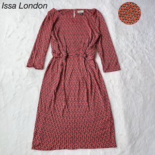 Issa London - イッサロンドン ワンピース 総柄 派手 ウエストリボン UK8