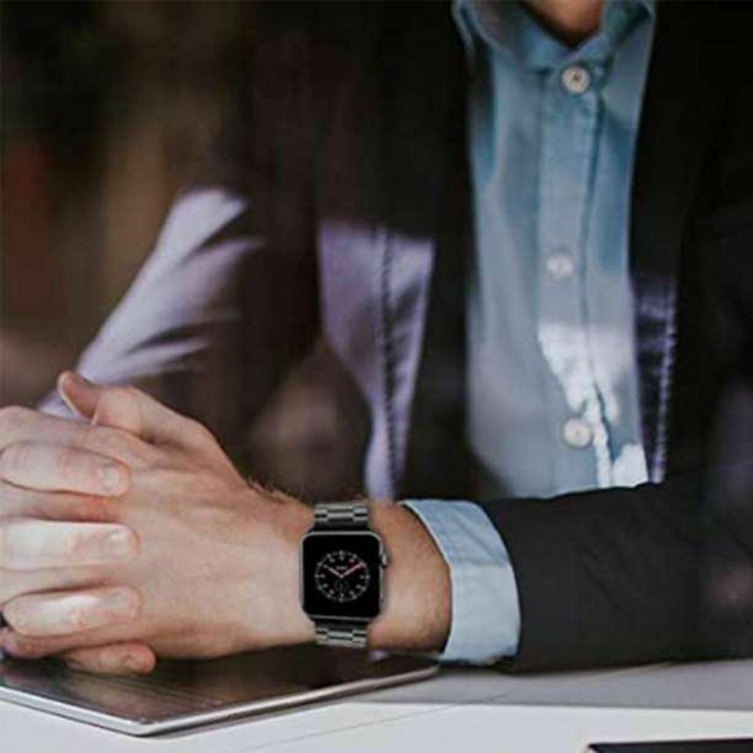 Applewatchアップルウォッチ バンド 45mm ステンレス ブラック メンズの時計(金属ベルト)の商品写真