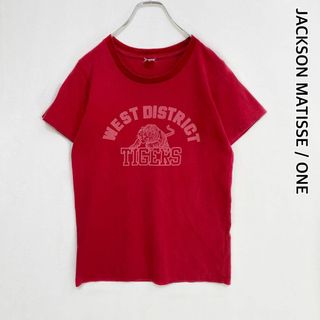 ジャクソンマティス(JACKSON MATISSE)のジャクソンマティス　プリントロゴ　半袖　カットソー　Tシャツ　赤　ONEサイズ(Tシャツ(半袖/袖なし))