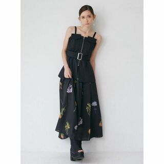 MURUA - MURUA 【WEB限定】タックギャザーフラワープリントスカート ブラック