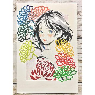 手描きイラスト　ペーパークラフト(アート/写真)