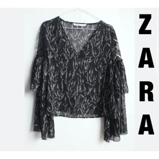 ザラ(ZARA)の透け感　Vネック　プルオーバーブラウス XS(シャツ/ブラウス(長袖/七分))