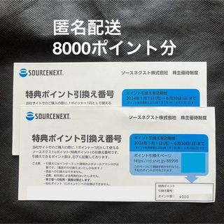 ソースネクスト(SOURCENEXT)の 【匿名配送】ソースネクスト 株主優待 8000ポイント分(その他)