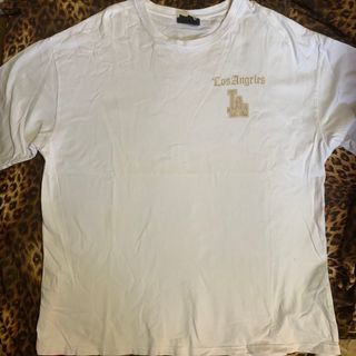 LOS ANGELES ビッグロゴ半袖Tシャツ 白/金(Tシャツ/カットソー(半袖/袖なし))