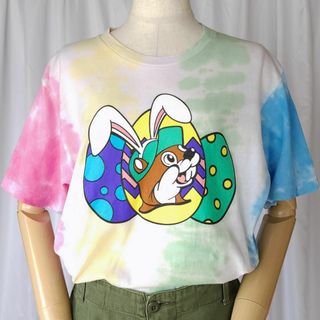 Mサイズ/バッキーズ イースター エッグ バニー タイダイ柄 半袖Tシャツ(Tシャツ/カットソー(半袖/袖なし))