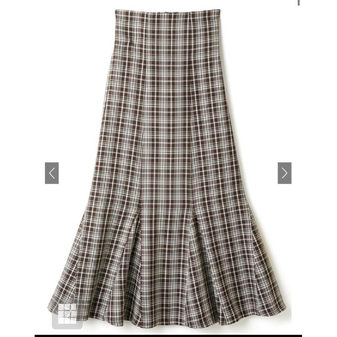 GRL チェック柄ハイウエストマーメードスカートＭサイズ ブラウン レディースのスカート(ロングスカート)の商品写真