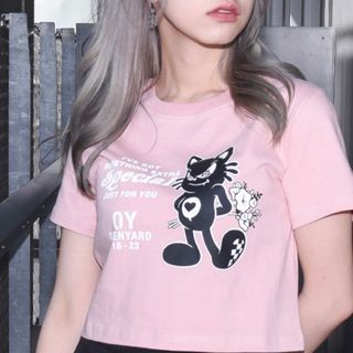 OY - OY/オーワイ　BLACK CAT CROP/ブラックキャット クロップ 半袖