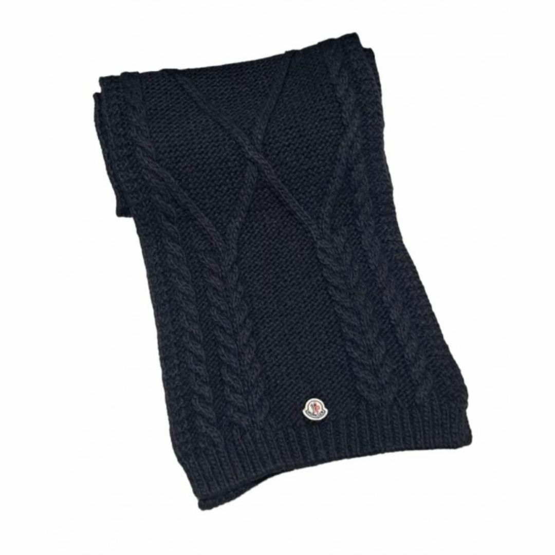 モンクレール ウール混 マフラー ケーブル編み ニット ブラック 黒 メンズ レディースのファッション小物(マフラー/ショール)の商品写真