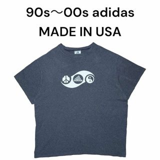 アディダス(adidas)の90s00s USA製adidasTシャツ　陰陽センターロゴプリント　アディダス(Tシャツ/カットソー(半袖/袖なし))