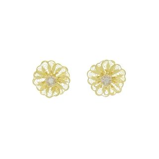 K18YG フラワー ダイヤモンド ピアス 0.20CT(ピアス)