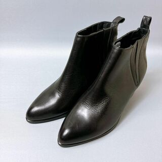ショートブーツ　本革　ブラック　22.5cm(ブーツ)
