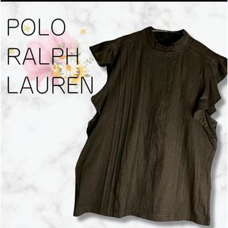 POLO RALPH LAUREN - ポロラルフローレン　ノーカラーフレアスリーブブラウス　黒 シャツ　S