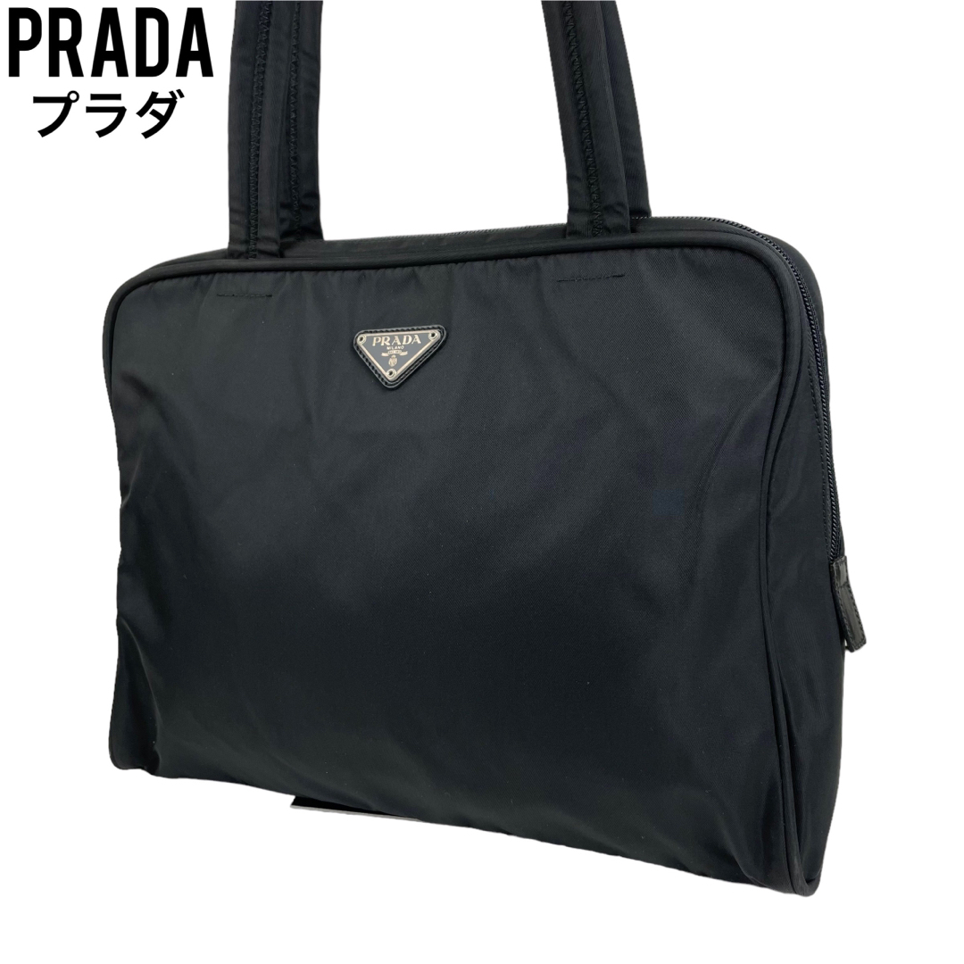 PRADA(プラダ)の✨美品　PRADA プラダ　ハンドバッグ　ブラック　テーストナイロン　黒　手提げ レディースのバッグ(ハンドバッグ)の商品写真