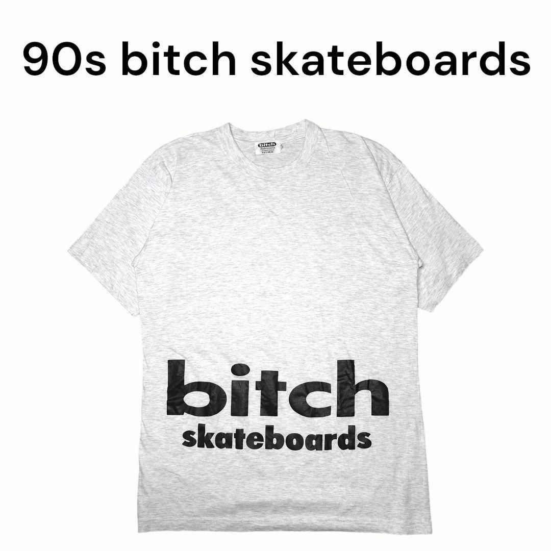 90s bitch skateboardsビッグプリントTシャツ ビッチ グレーの 90s bitch skateboardsビッグプリントTシャツ ビッチ グレーの