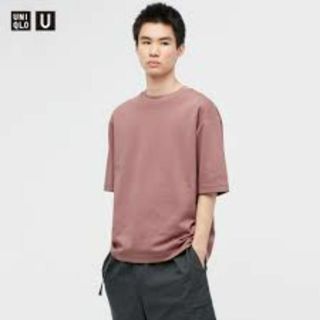 ユニクロ(UNIQLO)の値引可】ユニクロエアリズムコットンオーバーサイズT(5分袖)XL12Pink新品(Tシャツ/カットソー(半袖/袖なし))