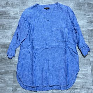 アボンタージ(*A VONTADE)のA VONTADE アボンタージ リネン カットソー ブラウス 麻 Ｓ 青(Tシャツ/カットソー(七分/長袖))