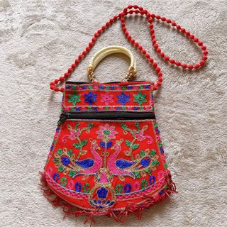 インド　カシミール刺繍バック　輸入品(ショルダーバッグ)