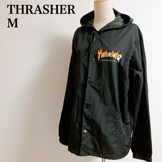 スラッシャー(THRASHER)のTHRASHER スラッシャー　ワンポイントロゴナイロンジャケット　ブラック　M(その他)
