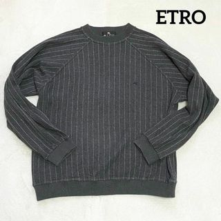 エトロ(ETRO)のエトロ　トレーナー　グレー　Sサイズ　ストライプ柄(スウェット)